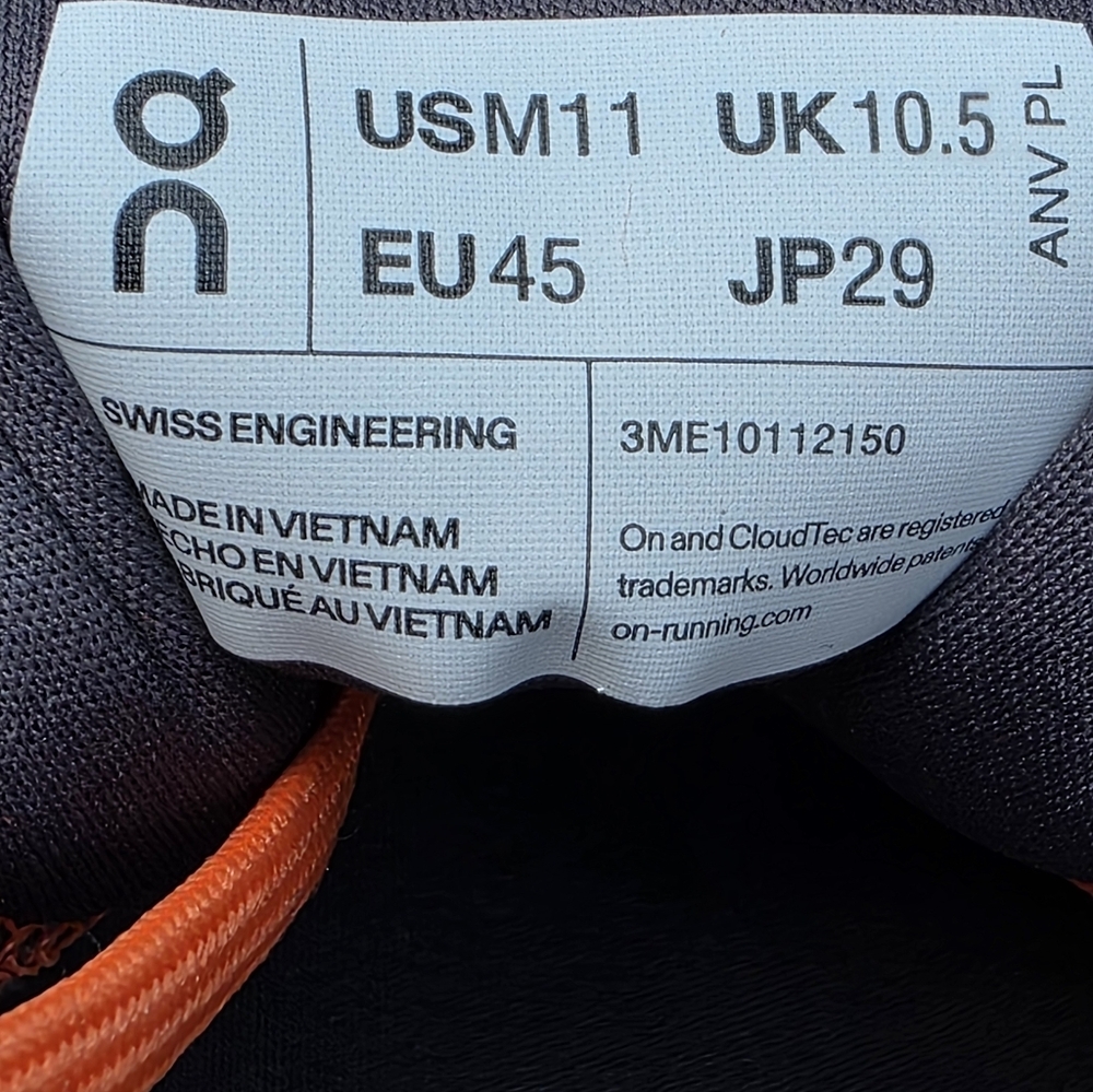 On Cloudsurfer Trail 3ME10112150 Flame Running Shoes Men Sz 11 Worn 1x With Box - Picture 11 of 11